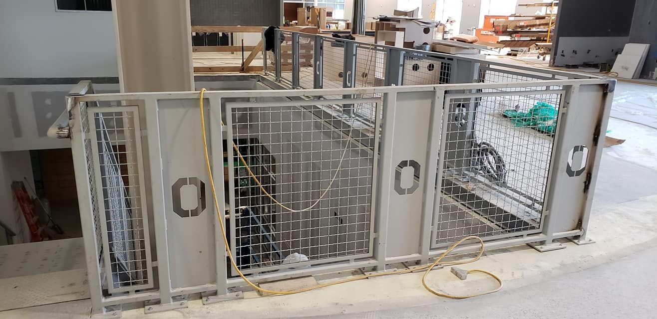 Gray metal railing with an 