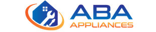 A blue and orange logo for aba appliances