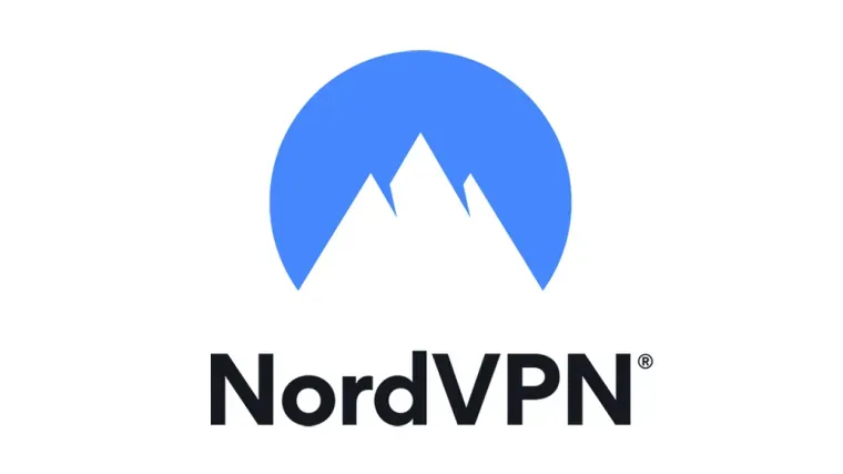 El logotipo de NordVPN es un círculo azul con una montaña en el medio.