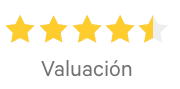 Una calificación de cinco estrellas en español se muestra sobre un fondo blanco.