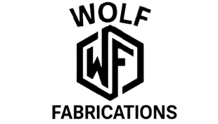 Logo for Wolf Fabrications: black text "WOLF" above a hexagon containing "WF," and below "FABRICATIONS."