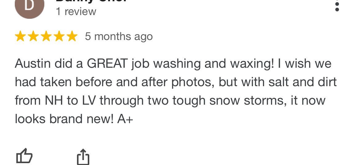 A google review for austin did a great job washing and waxing.