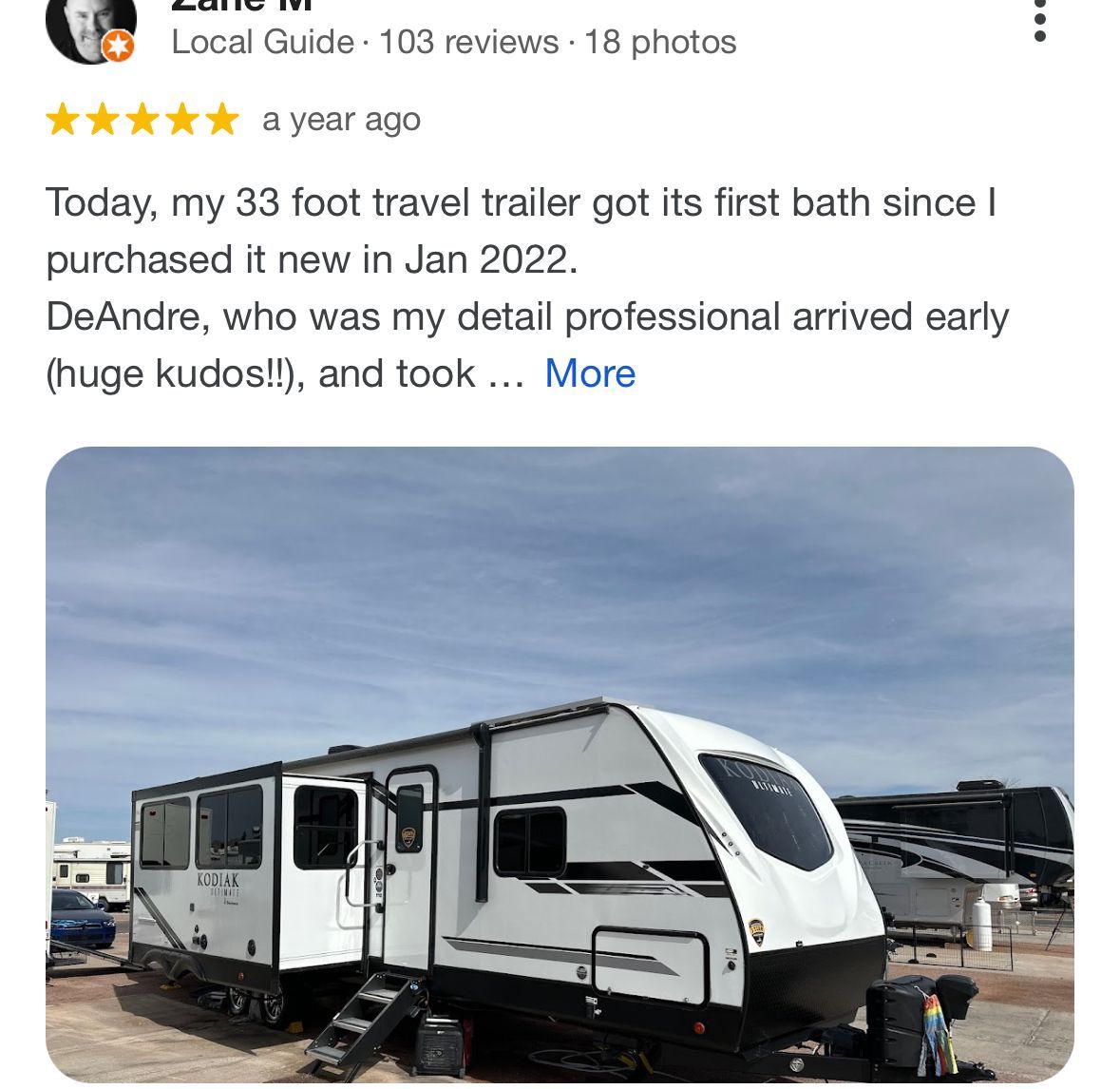 A review of a 33 foot travel trailer got its first bath since i purchased it now in jan 2022.