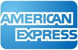 A blue and white american express logo on a white background