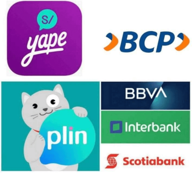 Logotipos de los servicios peruanos de pago móvil Yape