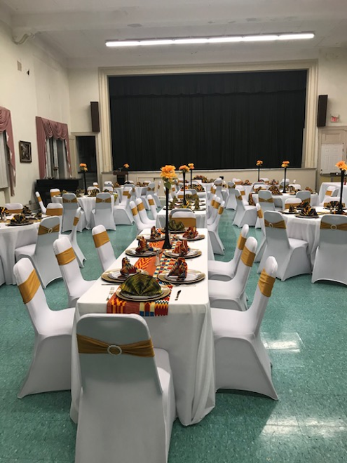 Decorated venue for a church gathering in Buffalo  with Afrocentric decor