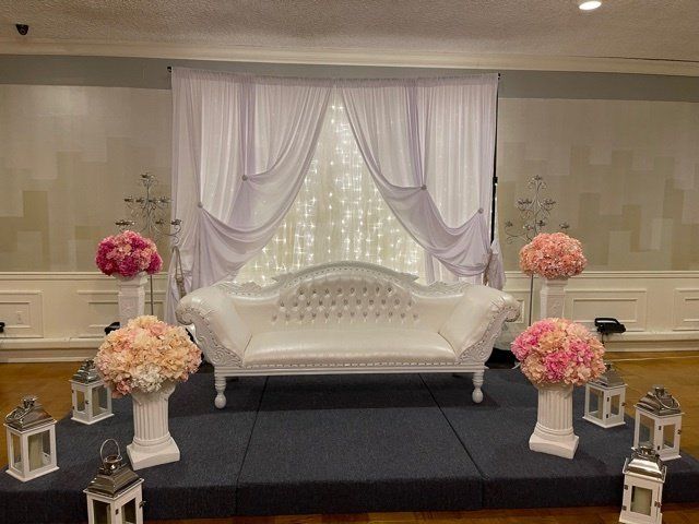 pink and rose wedding reception