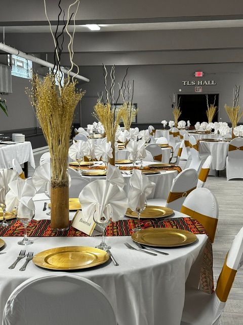 Decorated venue for a church gathering in Buffalo 