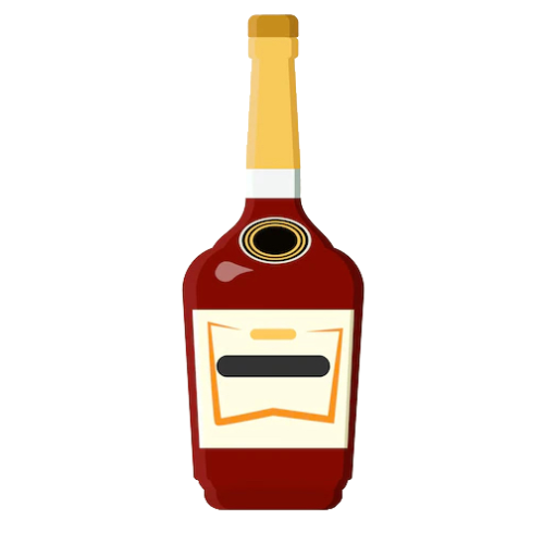 A bottle of cognac with a label on it on a white background.