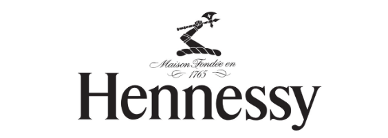 A black and white logo for hennessy with a snake on it
