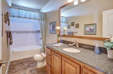 Bathroom Cabinets and Bathtub on the Corner — Visalia, CA — Kerman Mobile Homes Inc.