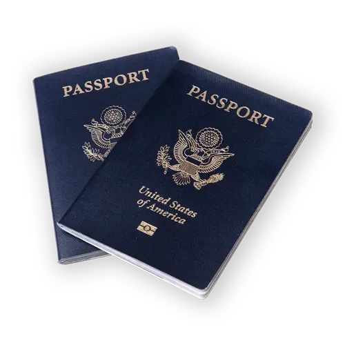 Two blue passports from the united states of america