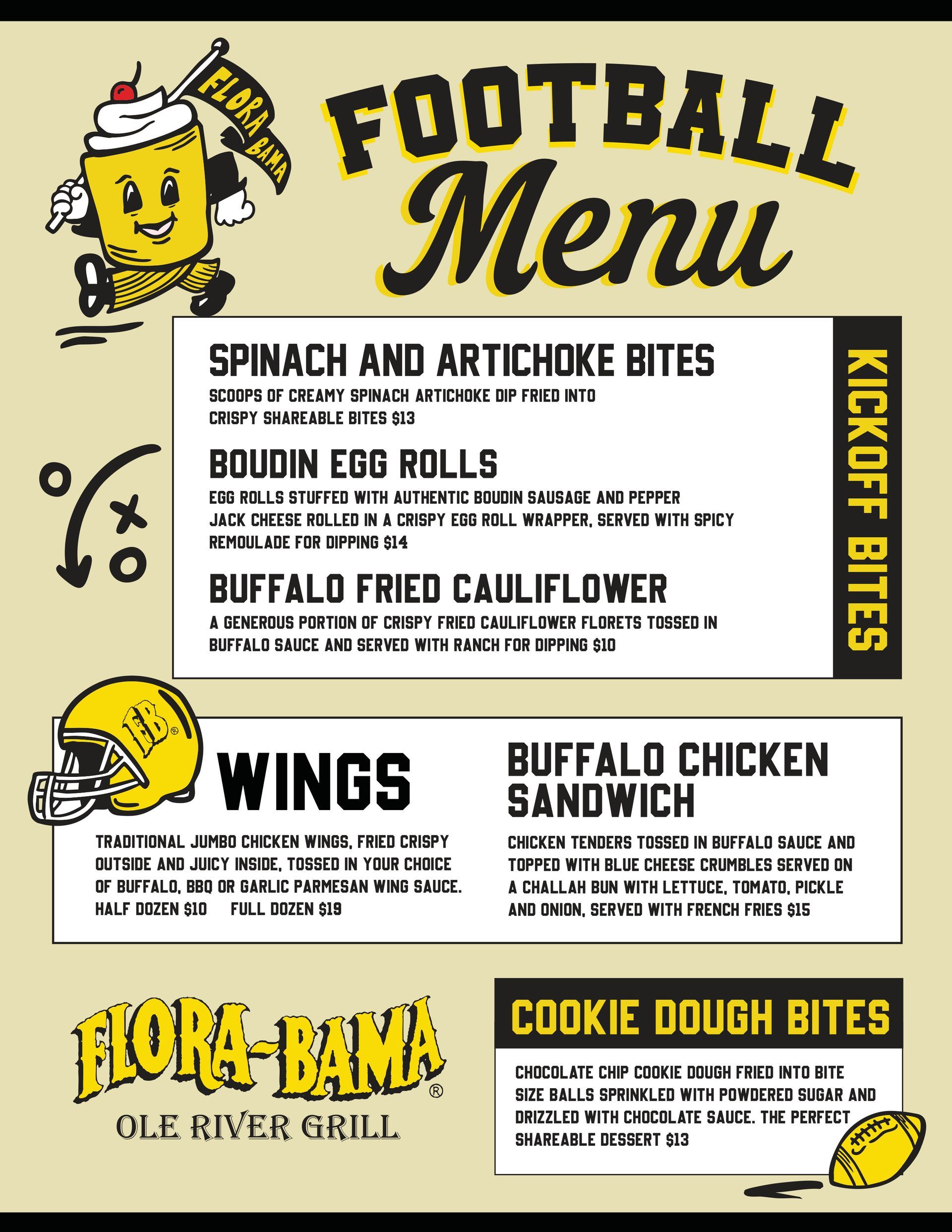 ole river grill gameday menu