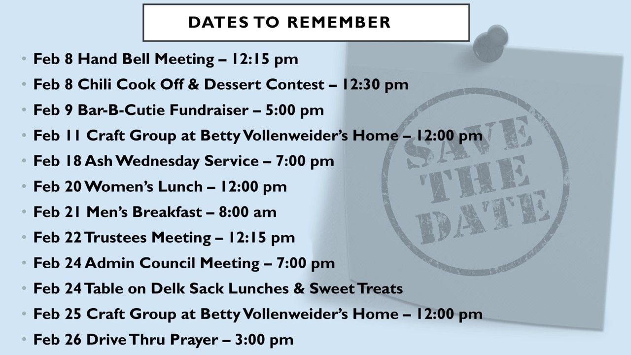 Upcoming Event Dates - February