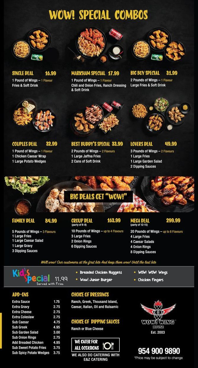 A menu for a restaurant with a lot of food on it