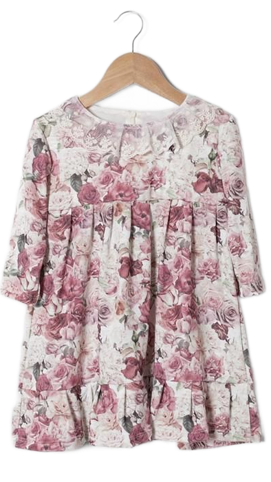 vestido de plush  estampado con puntilla