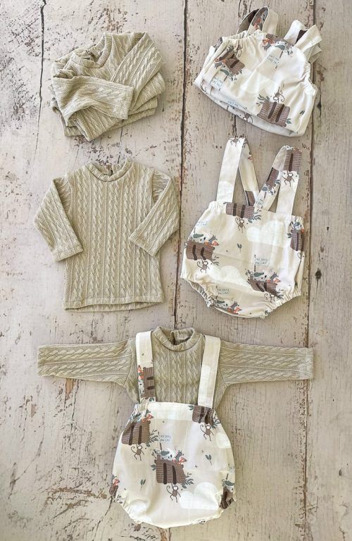 Conjunto bombachon y Remera Beige