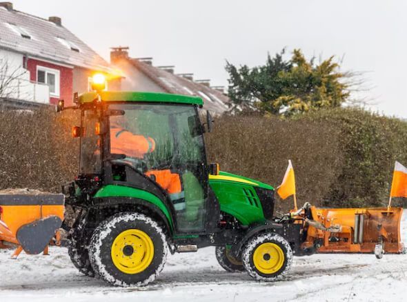 Walkway and step snow removal with salt application for ice control and winter safety in NJ