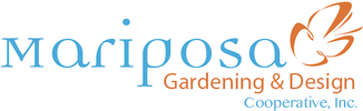 A logo for mariposa gardening and design cooperative inc.