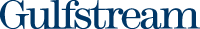 Gulfstream logo in dark blue font.