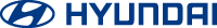 Hyundai logo, blue oval with the word HYUNDAI in blue text.