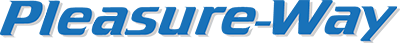 Pleasure-Way logo in blue.