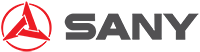 SANY logo: Red triangular shape inside a red-rimmed circle, next to the word SANY in gray.