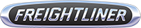 Freightliner logo in silver and black oval shape.