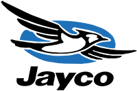 Jayco logo: a stylized bluebird in flight, over a blue oval, with