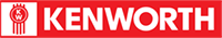 Kenworth logo on a red background with a white emblem and text.