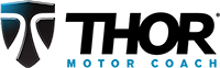 Thor Motor Coach logo: black shield icon, black word