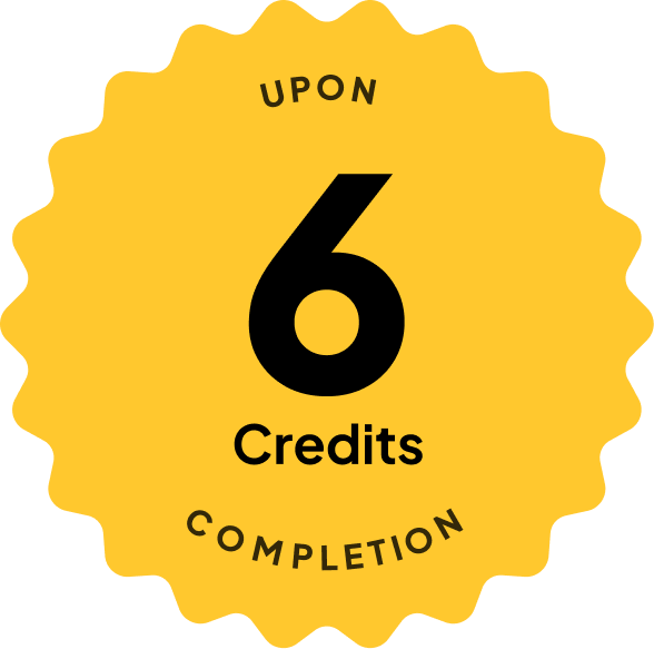 Blue badge with text: 