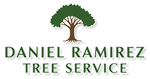 The logo for daniel ramirez tree service shows a tree with roots.