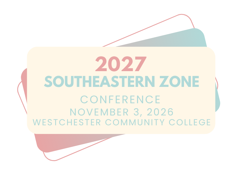 2027 Southeastern Zone Conference banner with pastel red, teal, and cream abstract shapes