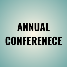 Black text reading “ANNUAL CONFERECE” on a light blue gradient background