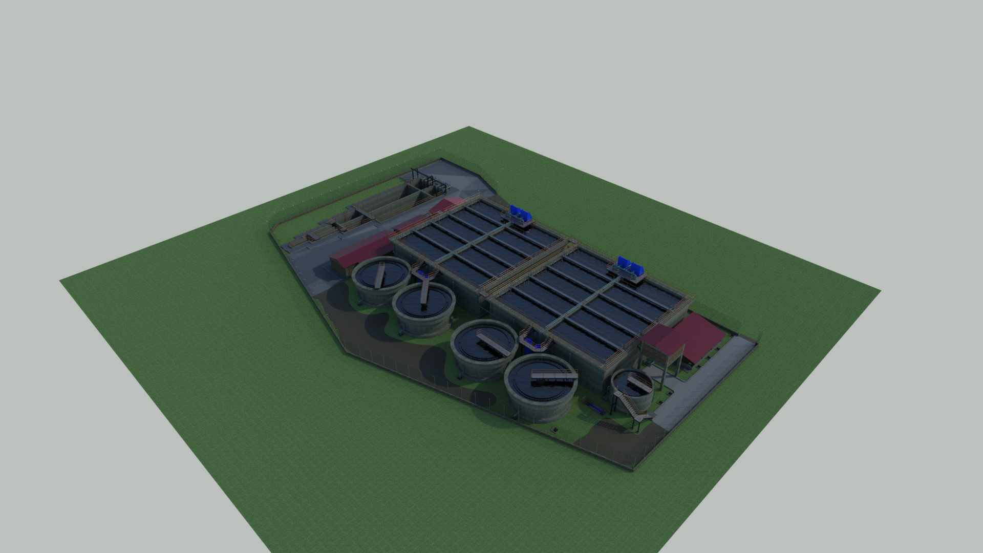 Una vista aérea de un edificio con muchos paneles solares en el techo.