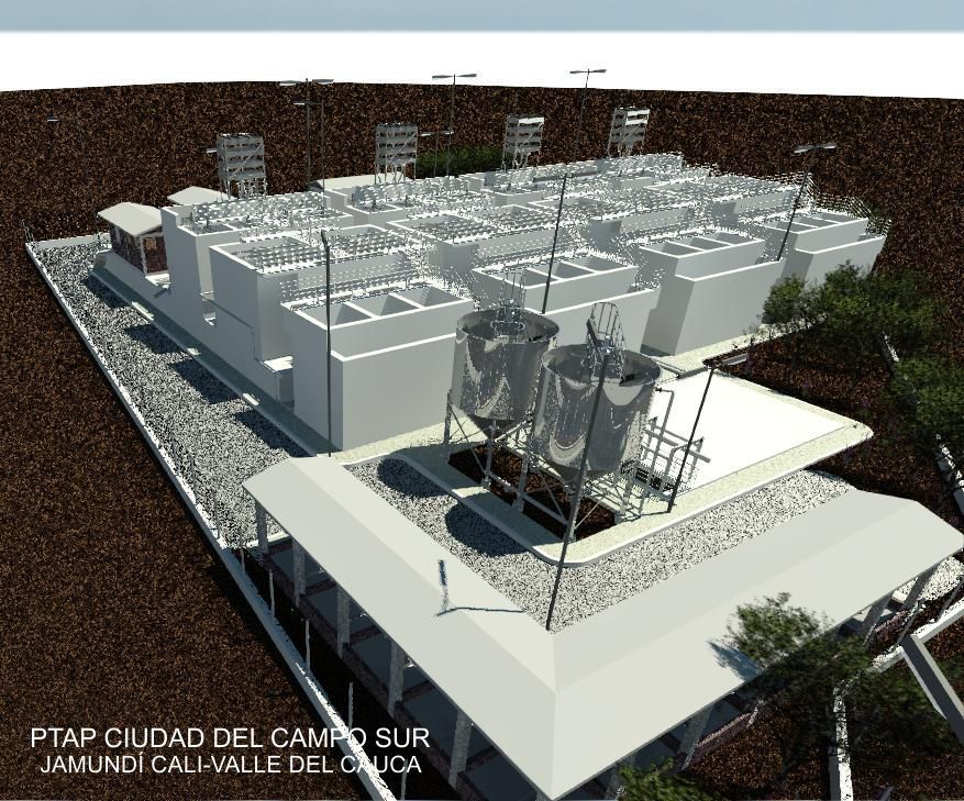 Vista aérea de un edificio que dice ptap ciudad rural del sur