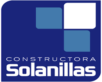 Un logotipo azul y blanco para Constructora Solanillas