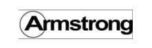 a black and white logo for armstrong on a white background .