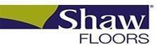the logo for shaw floors is blue and yellow .