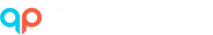 Logotipo “qp” azul y naranja sobre fondo blanco.