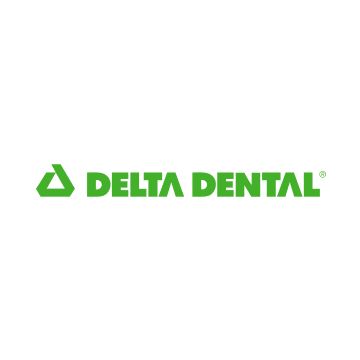 Delta Dental logo: Green triangle and text 