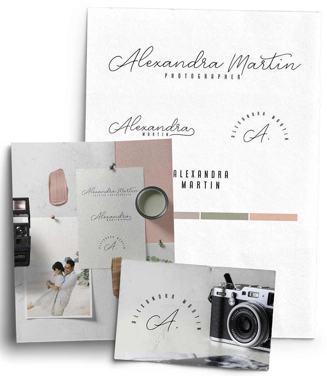 A stack of cards with the name alexandra martin on them