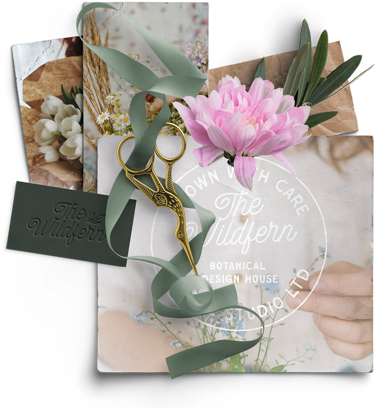 A woman is holding a pink flower and a pair of scissors.