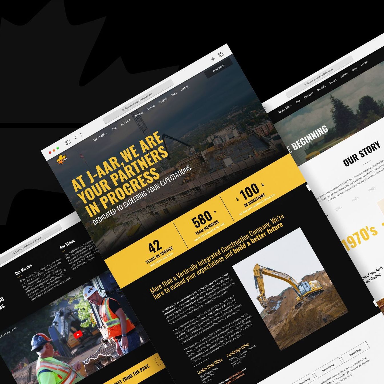 website design for civil infrastructure contracting company in London Ontario