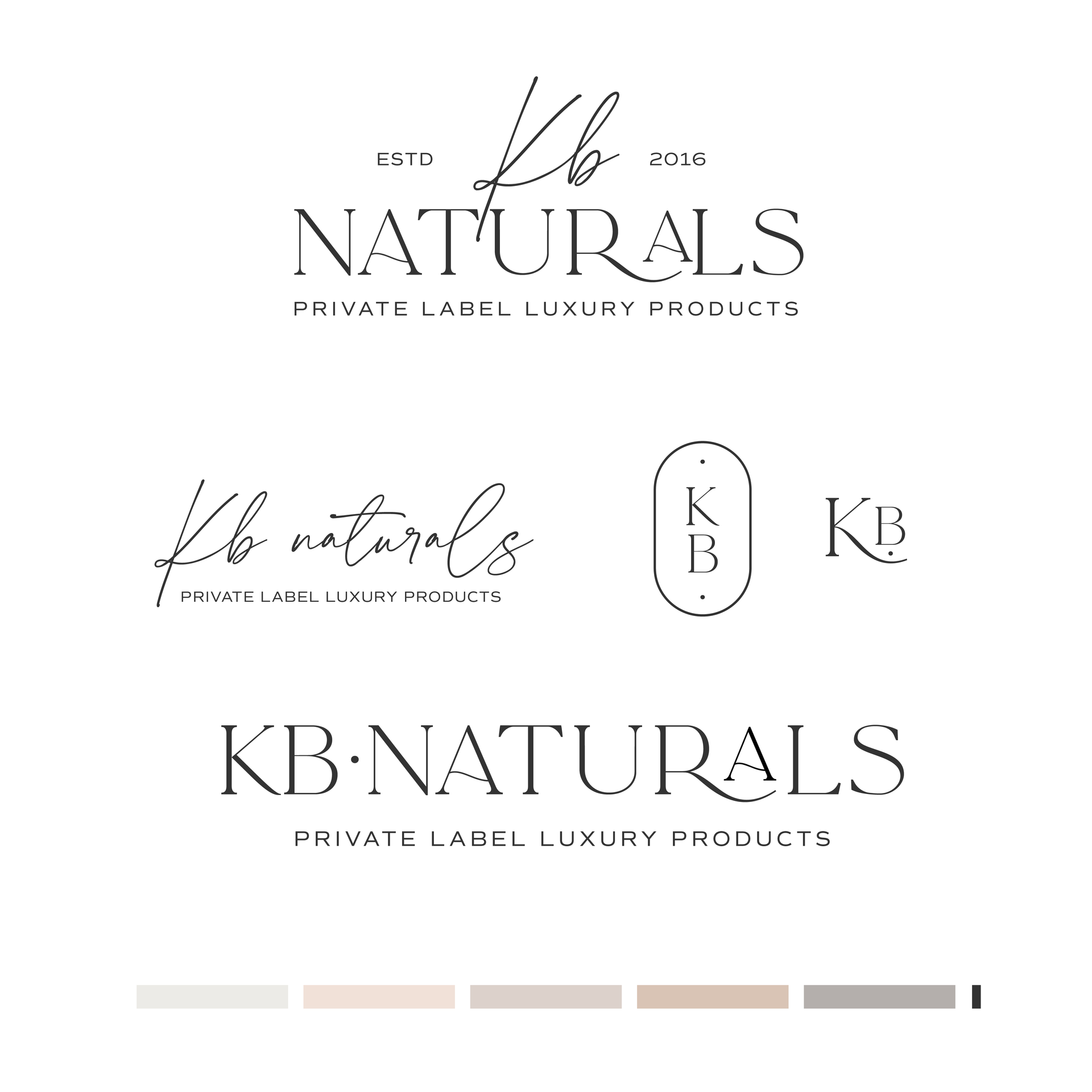 A set of three logos for a private label luxury product company.