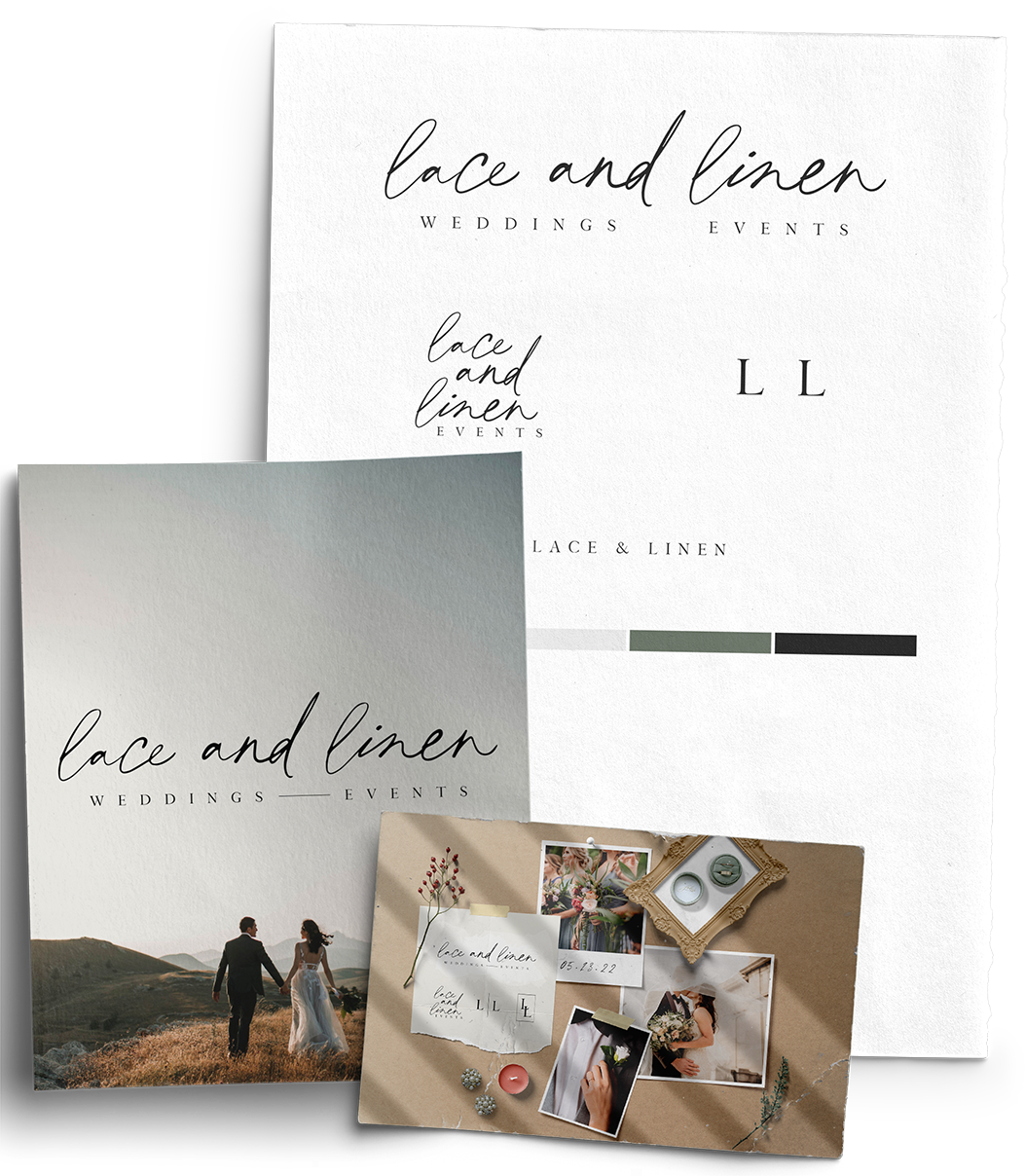 A couple standing on top of a hill next to a sign that says love and linen