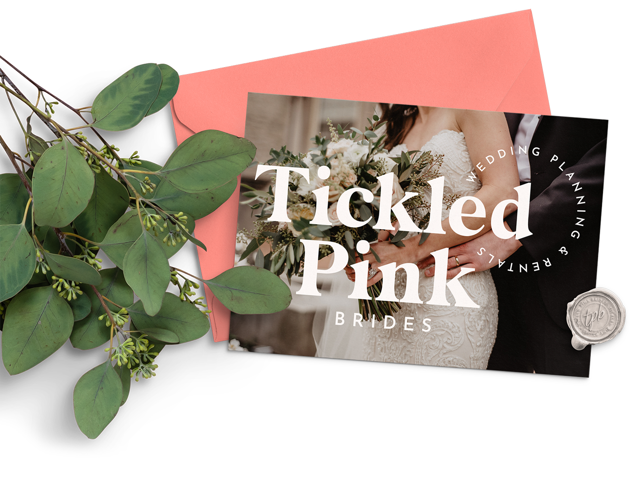 A wedding card with the words tickled pink brides on it