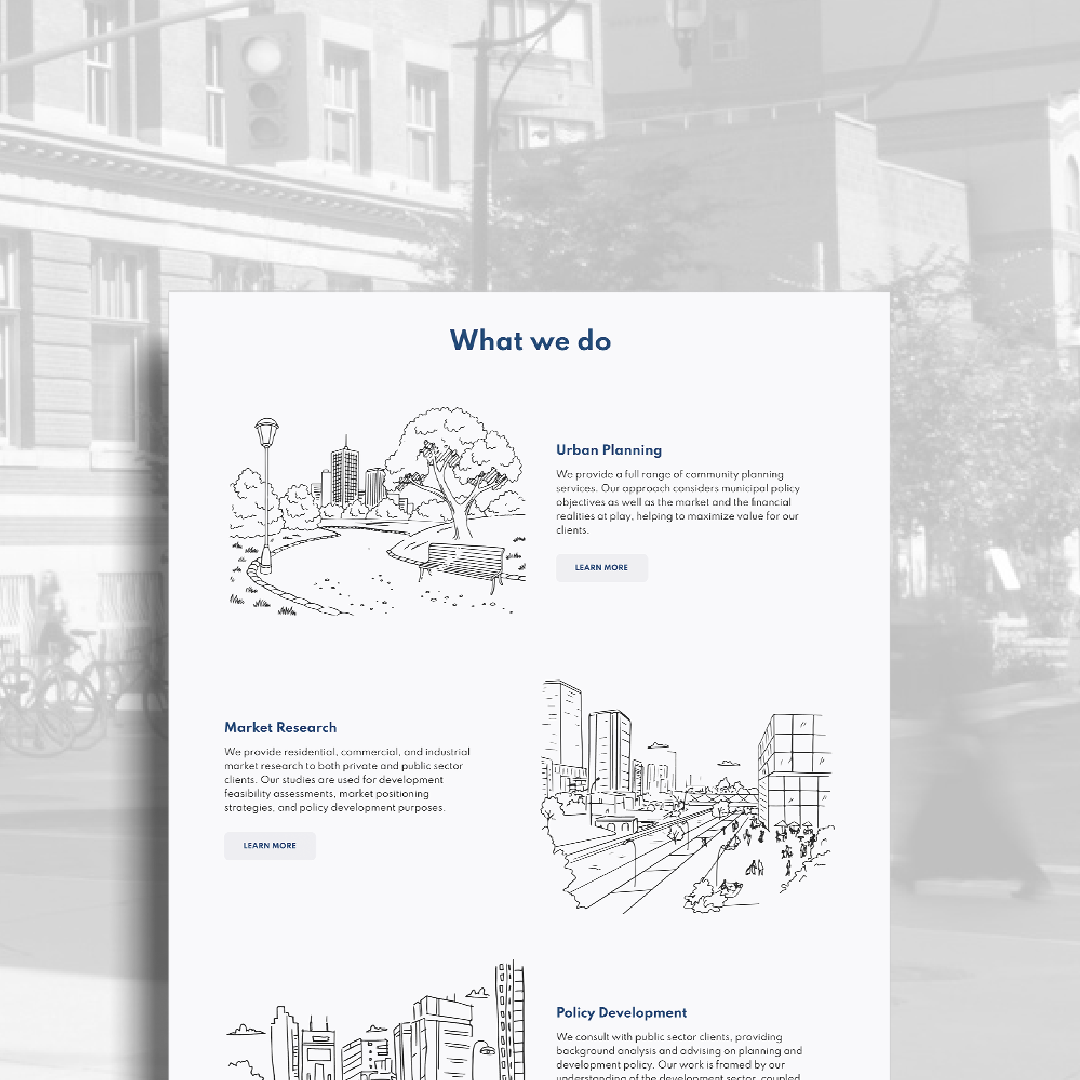 website design for urban planning and land economics firm