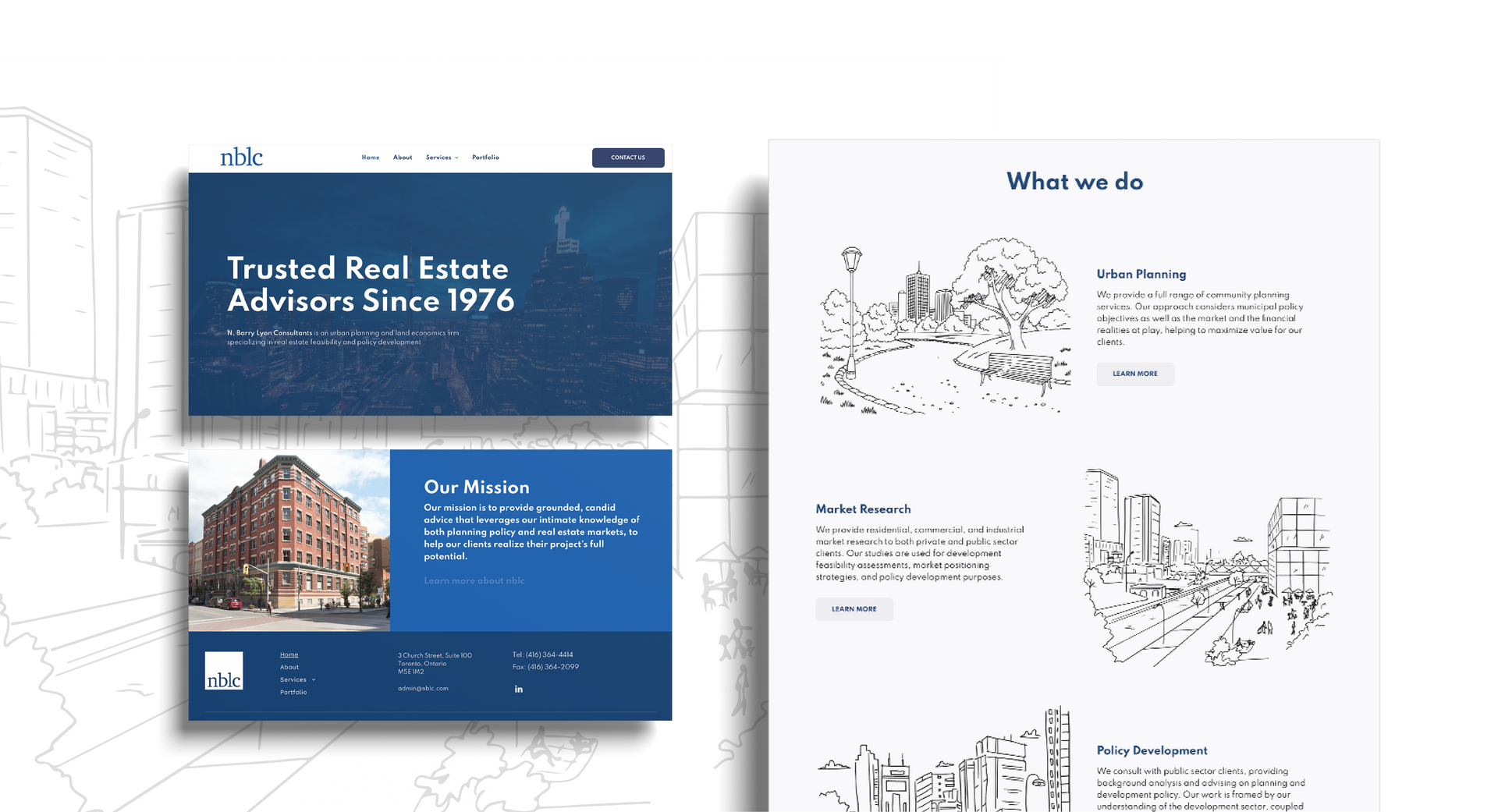 A business card and a brochure for a real estate company.